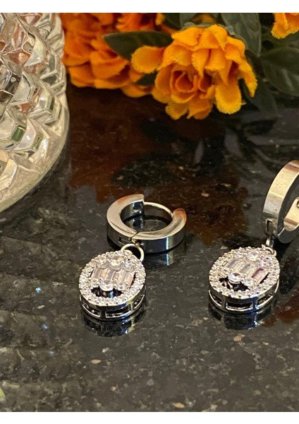 Aksesuarr Çarşısı Çelik Yuvarlak Baget Küpe Silver