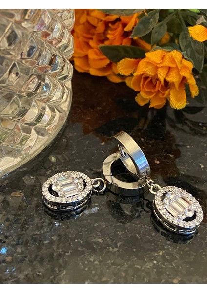 Aksesuarr Çarşısı Çelik Yuvarlak Baget Küpe Silver fırsatları
