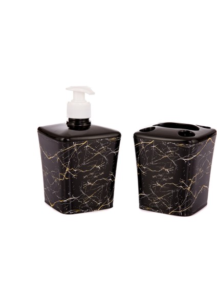 2'li Mermer Desen Set Sıvı Sabunluk Diş Fırçalık Banyo Sabunluk fiyatları