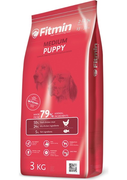 Medium Puppy %50 Taze Tavuk Etli Orta Irk Yavru Köpek Maması 3 kg