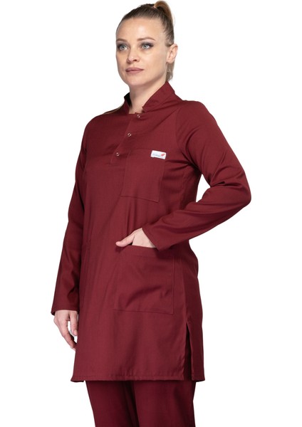 Bordo Tesettür Hastane Forması (Kadın Tek Üst)