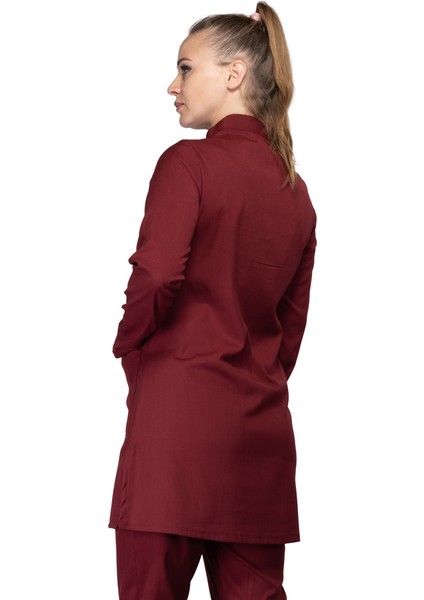 Bordo Tesettür Hastane Forması (Kadın Tek Üst)