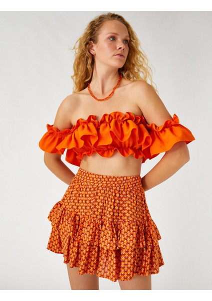 Mini Katlı Etek Beli Lastikli