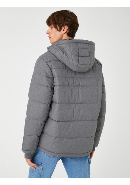 Anorak Puffer Coat Hooded Pocket Detailed