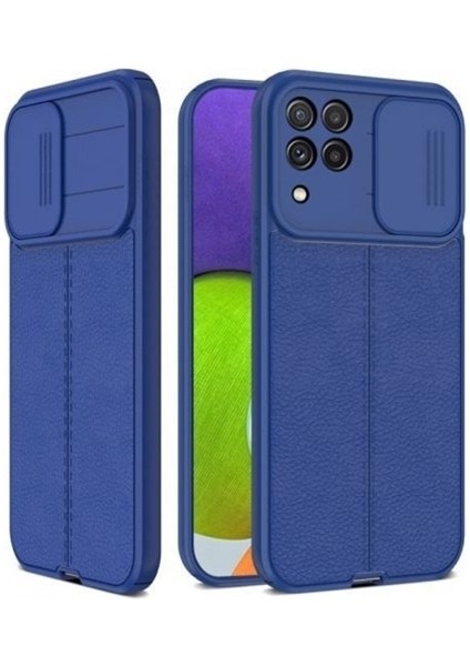 Samsung Galaxy M32 Kılıf Deri Dokulu Kamera Korumalı Silikon
