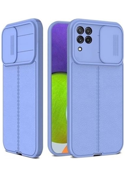 Samsung Galaxy M32 Kılıf Deri Dokulu Kamera Korumalı Silikon