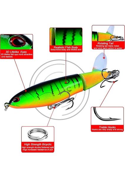 MSO Teknoloji Olta Balıkçılık 11cm - 15gr Süper Yüzücü Popper Rapala Yapay Yem