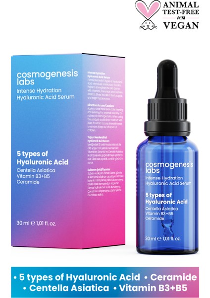 Cosmogenesis Labs Yoğun Nemlendirici Hyalüronik Asit Serum 30ML Pigment Canlı Görünüm