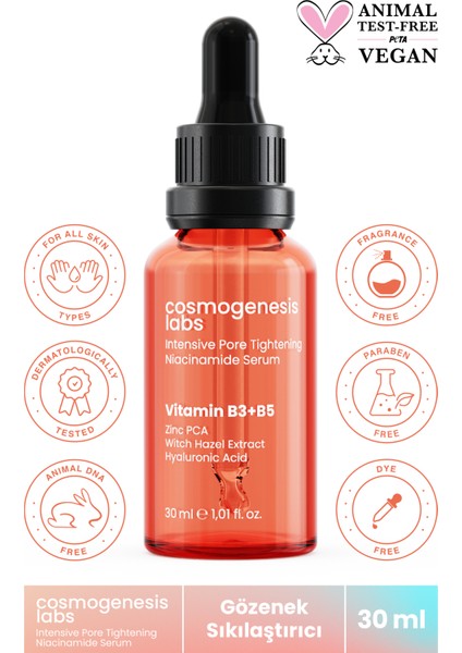 Cosmogenesis Labs Niasinamid Vegan Serum 30ML LekeCilt Extra Bakım