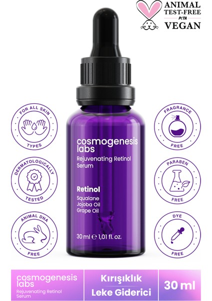 Cosmogenesis Labs Retinol Serum 30ML Leke  & Pürüzsüz Esnek Görünüm