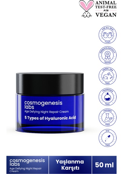 Cosmogenesis Labs  Gece Onarım Kremi 50ML Yoğun Nemlendirici Dengeleyici Gençleştiren ve Yenileyici