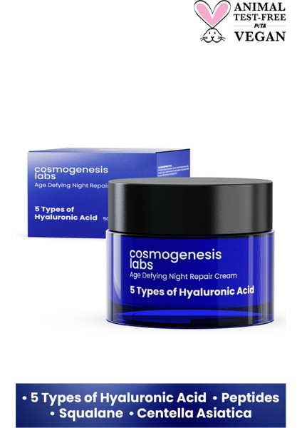 Cosmogenesis Labs  Gece Onarım Kremi 50ML Yoğun Nemlendirici Dengeleyici Gençleştiren ve Yenileyici