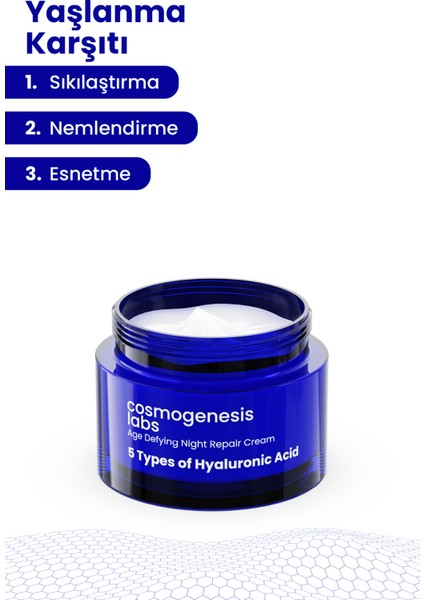 Cosmogenesis Labs  Gece Onarım Kremi 50ML Yoğun Nemlendirici Dengeleyici Gençleştiren ve Yenileyici