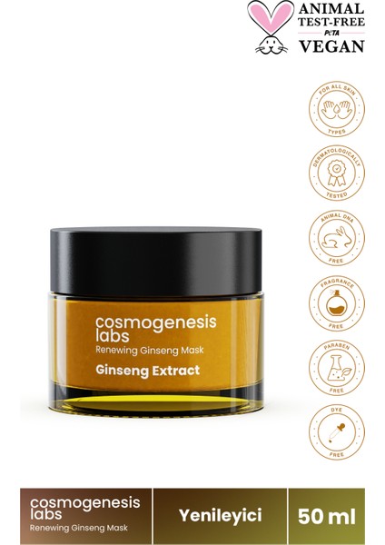 Cosmogenesis Labs Yenileyici Ginseng Maske 50ML Cilt Onarıcı Besleyici ve Sıkılaştırıcı Çizgi Görünüm Düzenleyici