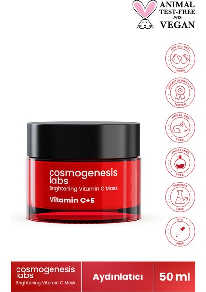 Cosmogenesis Labs Aydınlatıcı C Vitamini Maske 50ML Cilt Besleyici ve Nemlendirici Etkili Anında Esneklik Antioksidan