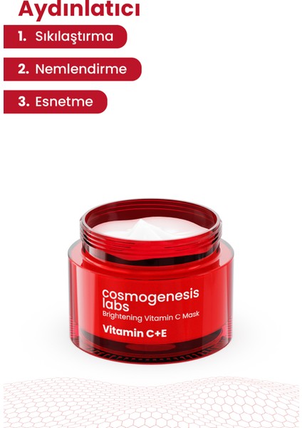 Cosmogenesis Labs Aydınlatıcı C Vitamini Maske 50ML Cilt Besleyici ve Nemlendirici Etkili Anında Esneklik Antioksidan