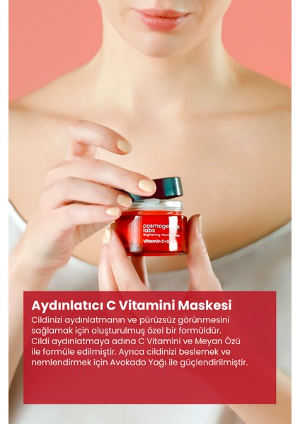 Cosmogenesis Labs Aydınlatıcı C Vitamini Maske 50ML Cilt Besleyici ve Nemlendirici Etkili Anında Esneklik Antioksidan