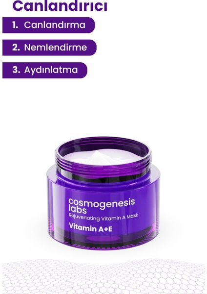 Cosmogenesis Labs Canlandıran A Vitamini Maske 50ML Kuruluk Önleyici Gençleştirici ve Parlak Esnek Pürüzsüz Görünüm