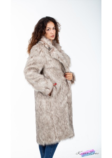 Kadın Ingiliz Yaka Rakun Ithal Kürk Manto(Ekstra Kalın )