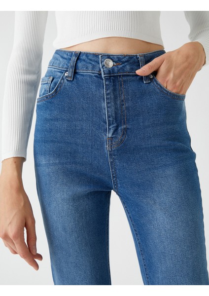 Kot Pantolon Yüksek Bel Ispanyol Paça - Victoria Crop Jean