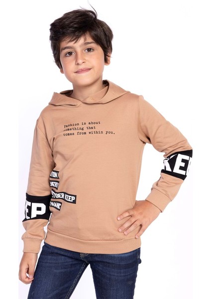 Toontoy Erkek Çocuk Kapşonlu Kolları Garnili Sweatshirt