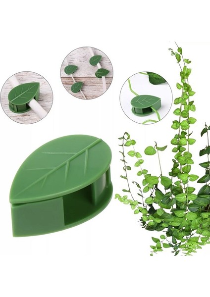 10 Lu Yaprak Tasarımlı Kablo Bitki Sarmaşık Düzenleyici Yapışkanlı Klipsler