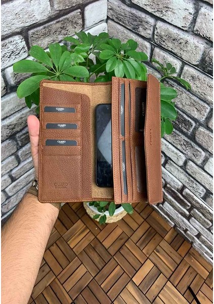 Taba Telefon Girişli Hakiki Deri Bayan Cüzdanı
