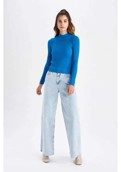 Fitted Yarım Balıkçı Yaka Ribana Triko Kazak X7886AZ22WN fiyatları