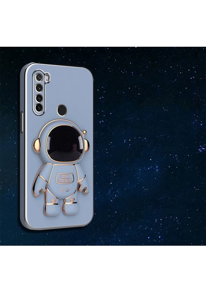 MTK Moveteck Xiaomi Redmi Note 8 Kılıf Kamera Koruma Astronot Standlı Sevimli Parlak Gold Kenarlı