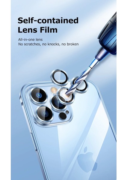 Apple iPhone 13 Pro Kılıf Kamera Lens Koruyuculu 6.1 Inç Için Ultra Ince Sert Pc Arkası Şeffaf Kapak