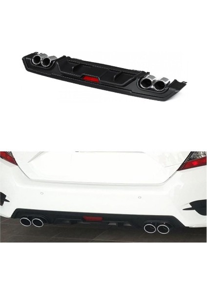 Honda Civic Fc5 Turbo Difüzör 2017 Arka Tampon Eki Siyah