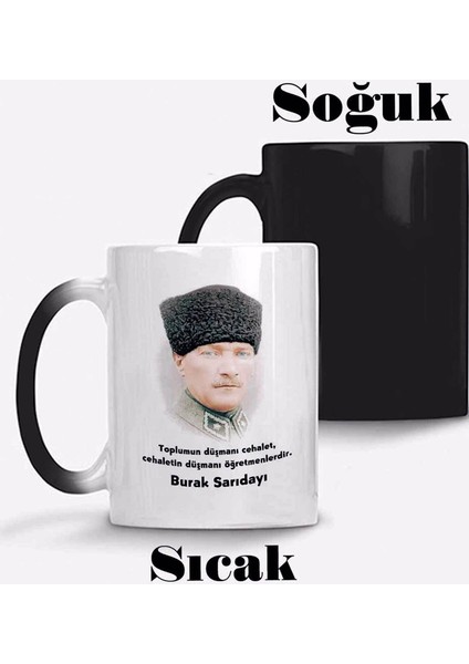Isme Özel Atatürk Sihirli Kupa Bardak