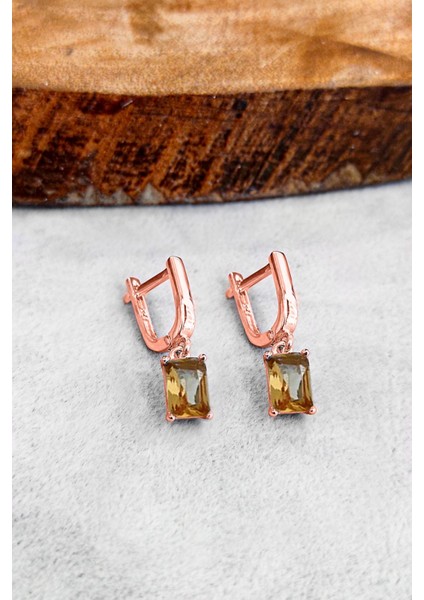 Zultanit Taşlı Renk Değiştiren Rose 925 Ayar Gümüş Küpe KUPE-535