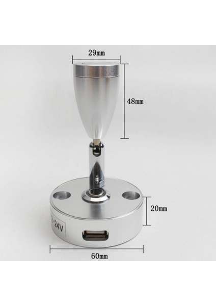 Okuma Lambası Rv Kamyon Römork Iç Aydınlatma Işlenmiş Alüminyum Beyaz