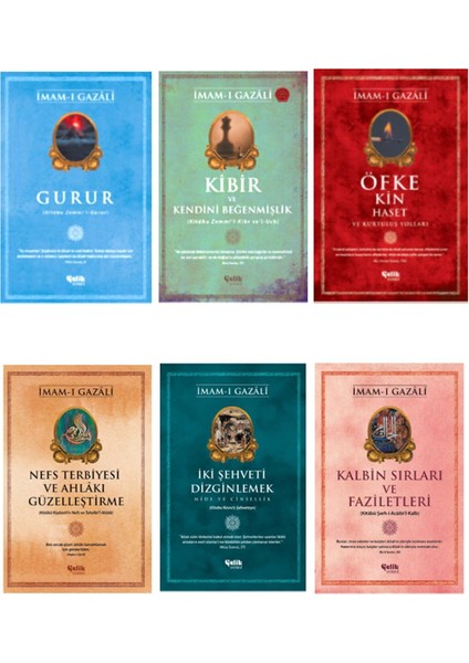 Imam-I Gazali Iki Şehvet Dizginlemek-Nefs Terbiyesi-Kibir-Kalbin Sırları-Öfke ve Kin 6'lı Set