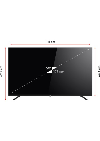 YE-50020GFSG5-4K 50" 127 Ekran Uydu Alıcılı 4K Ultra HD Smart LED TV