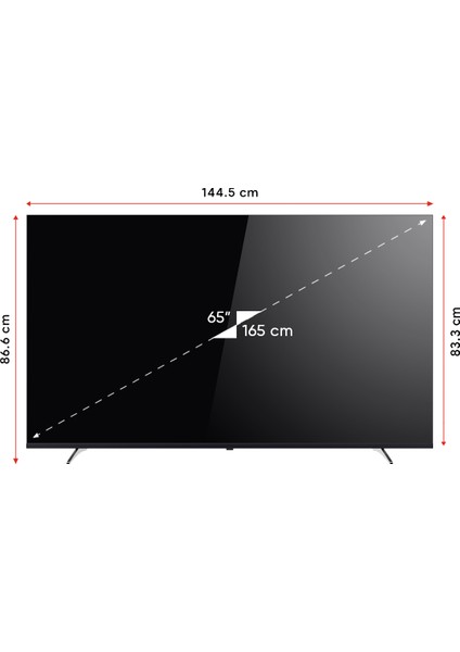 YE-65020GFSG5-4K 65" 165 Ekran Uydu Alıcılı 4K Ultra HD Smart LED TV