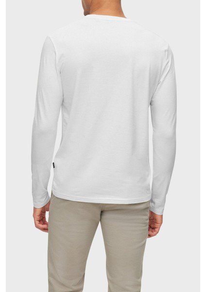 Logolu Regular Fit Bisiklet Yaka Uzun Kollu Pamuklu T Shirt Erkek T Shirt 50473286 100 fiyatları