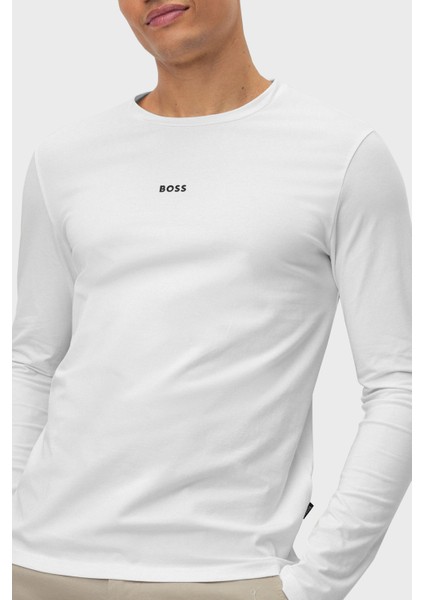 Logolu Regular Fit Bisiklet Yaka Uzun Kollu Pamuklu T Shirt Erkek T Shirt 50473286 100 fırsatları