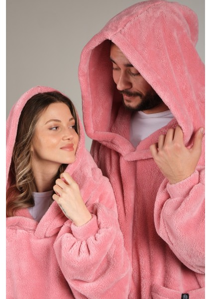 Unisex Peluş Kapüşonlu ve Cepli Tek Kişilik Kapşonlu Giyilebilir Tv Battaniyesi, Sweatshirt