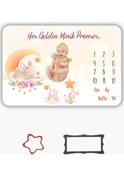 Erays Home Bebek Hediye Aylık Fotoğraf Anı Battaniyesi, Kız Bebek Yeni Doğan Baby Shower Doğum