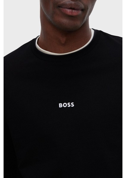 Logolu Regular Fit Bisiklet Yaka Uzun Kollu Pamuklu T Shirt Erkek T Shirt 50473286 001 modelleri