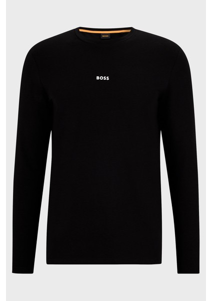 Logolu Regular Fit Bisiklet Yaka Uzun Kollu Pamuklu T Shirt Erkek T Shirt 50473286 001 fırsatları