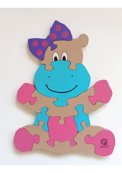 Neşeli Inek Hippo Ahşap Puzzle Yapboz