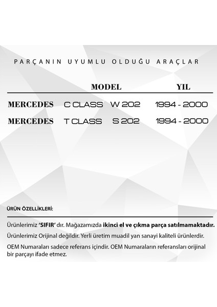 Mercedes C Class W202, S202 Için Ön Silecek Motor Dişlisi