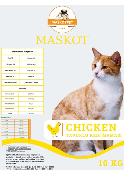 10KG Tavuklu Yetişkin Kedi Maması