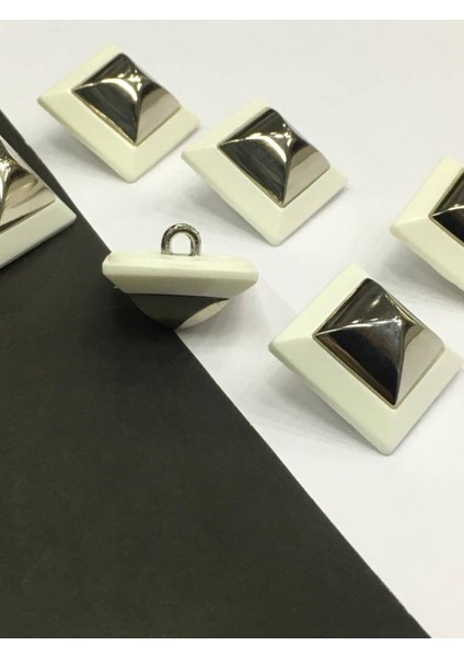 Trençkot ve Ceket Düğmesi Takımı 6 Lı Set Krem Gümüş