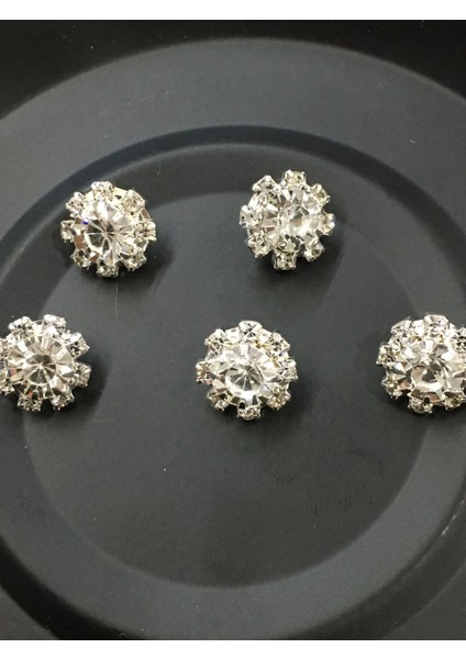 Taşlı Düğme Çiçek Modeli 5 Li Set 1,3 cm