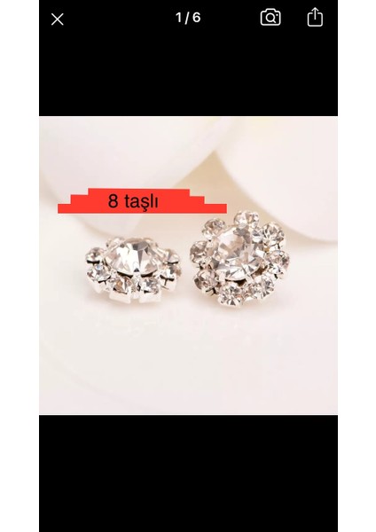 Taşlı Düğme Çiçek Modeli 5 Li Set 1,3 cm