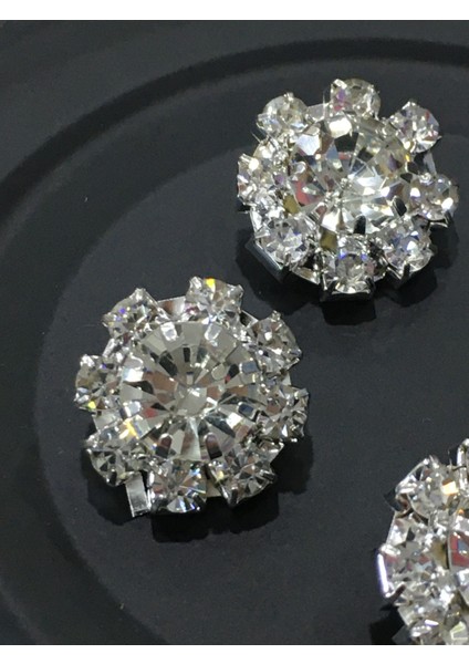 Taşlı Düğme Çiçek Modeli 5 Li Set 1,3 cm